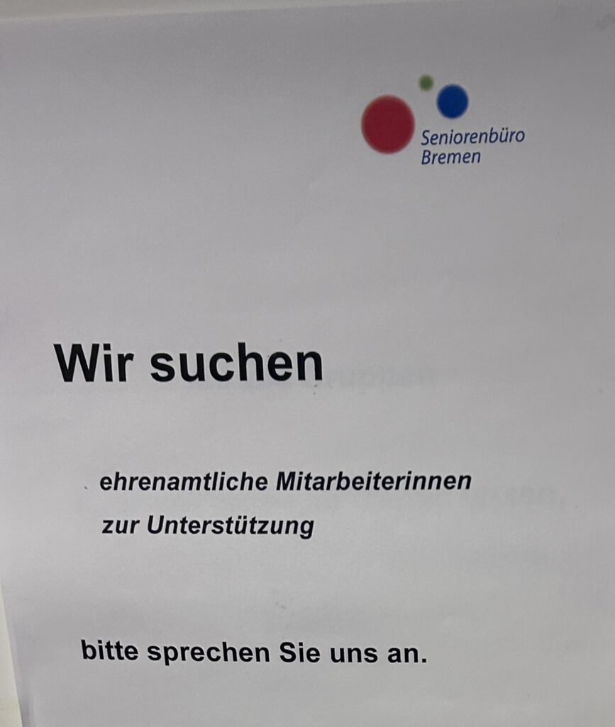 Ehrenamtliche gesucht, Seniorenbüro