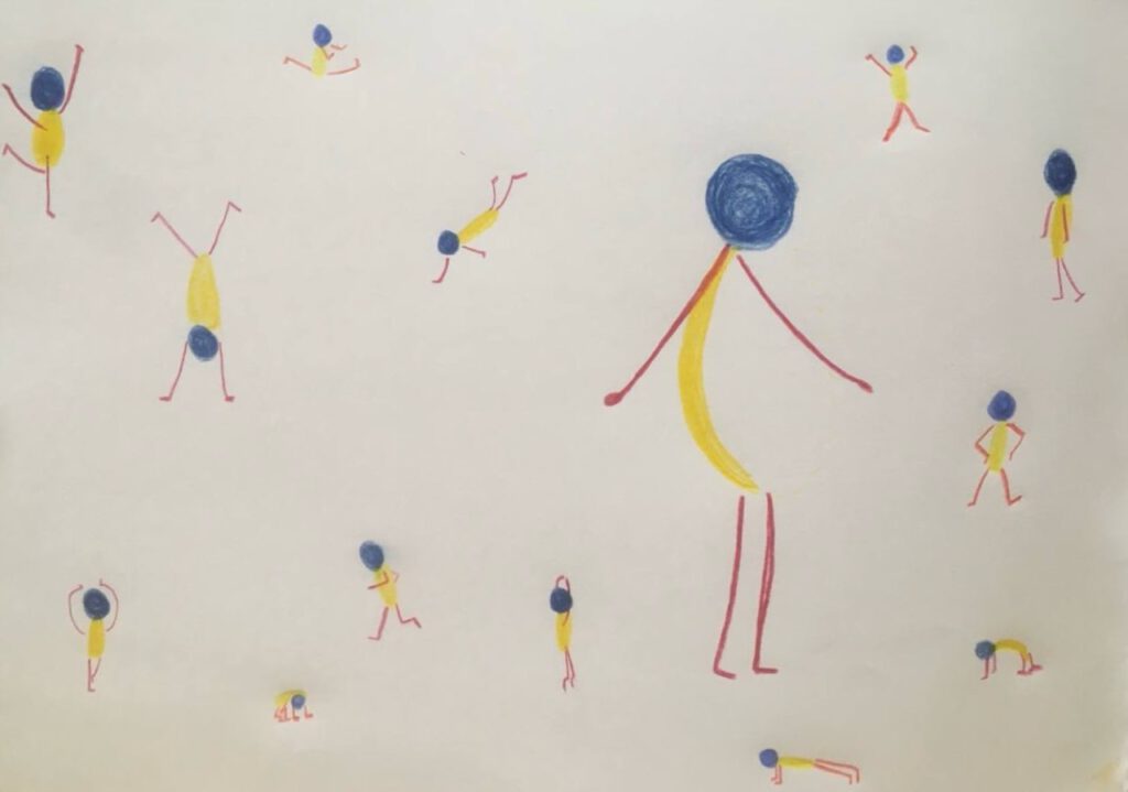 In Bewegung Strichzeichnung Rose